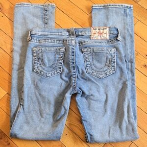 True Religion"Billie" Mid Rise Straight Jeans